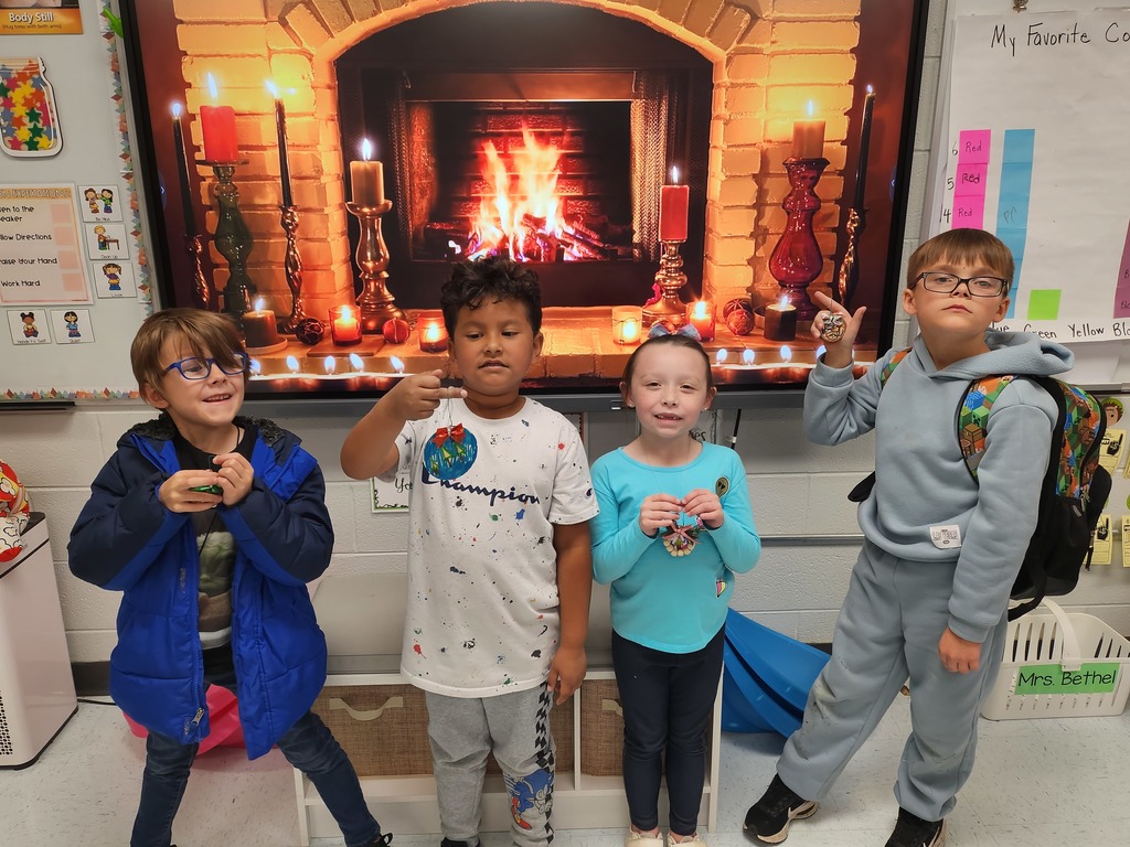 students with ornaments