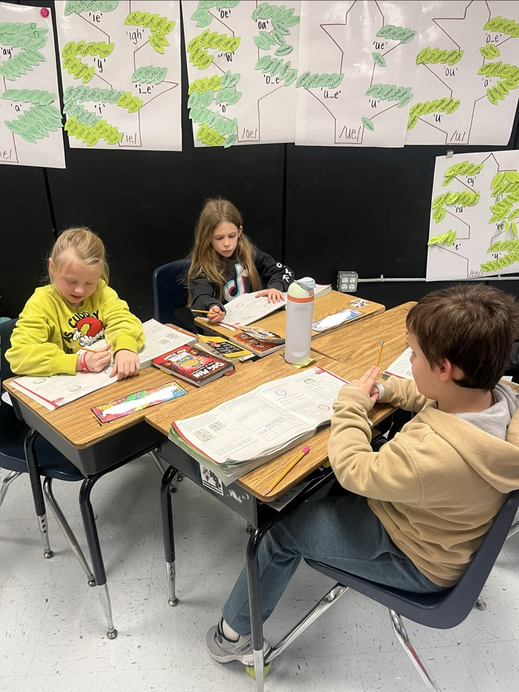 students telling time