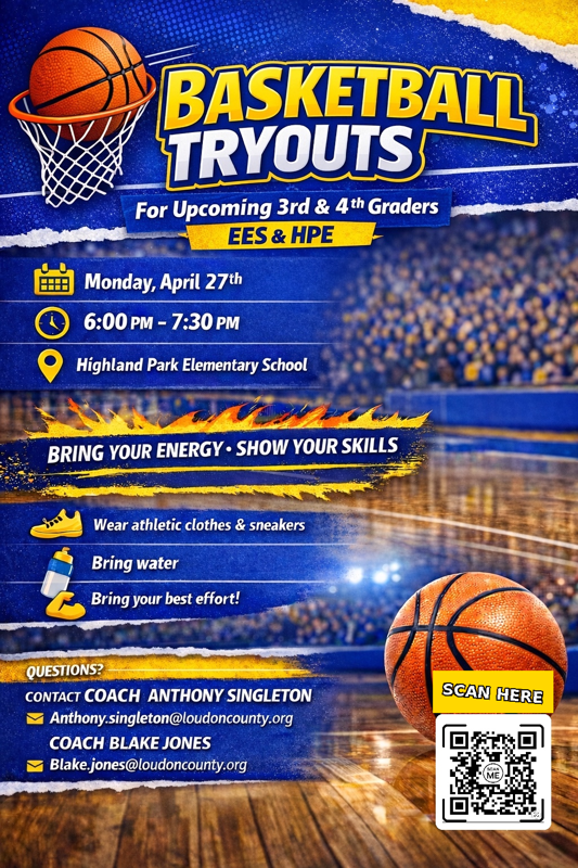 3rd and 4th boys basketball tryouts