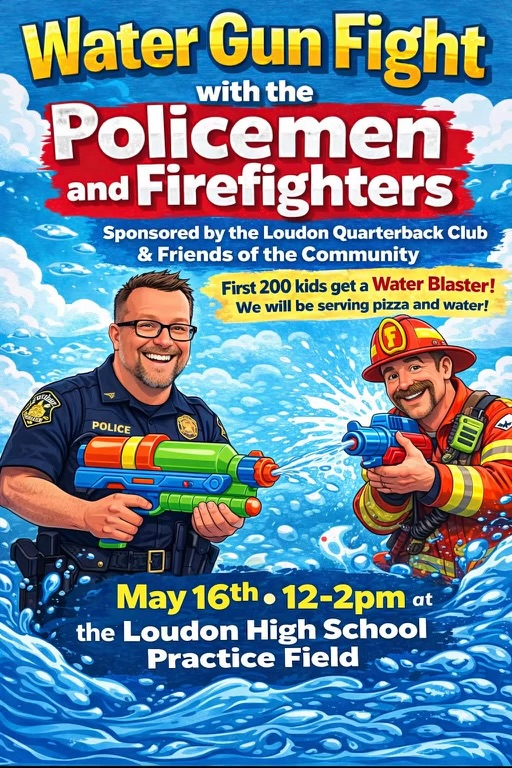 advertising water gun fight between local police and fire