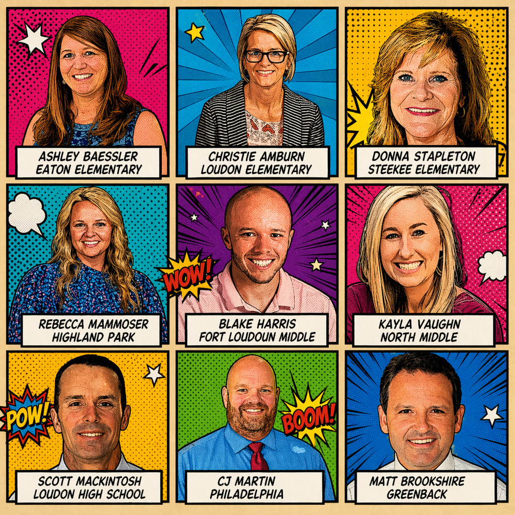 Pop art rendering of all Loudon County principals for principal appreciation