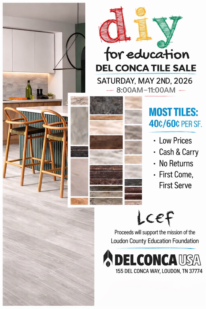 delconca tile sale to benefit education foundation on may 2