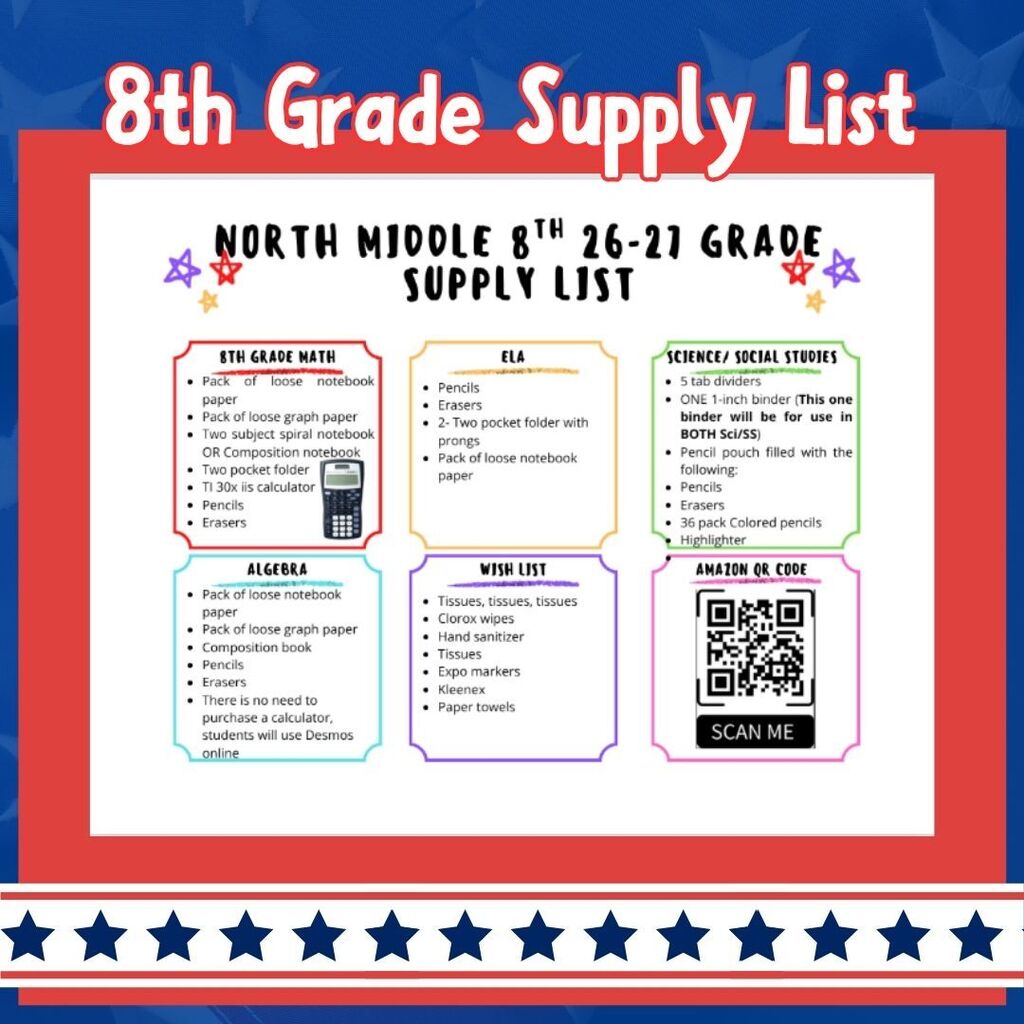 8th grade supply list
