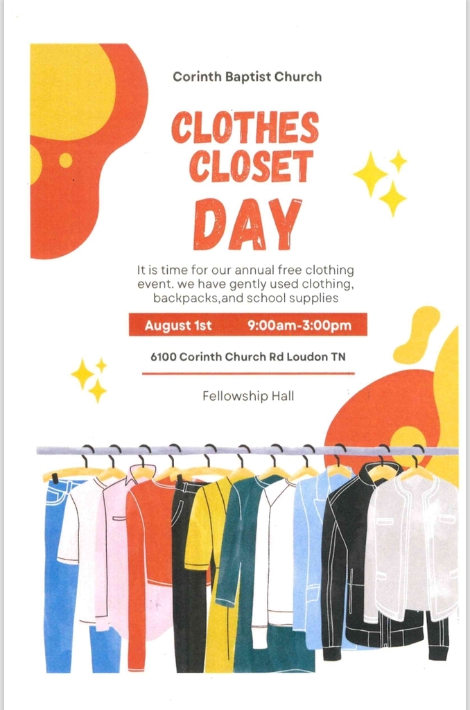 Poster for Clothes Closet Day with vibrant colors, text, and an image of hanging clothes.
