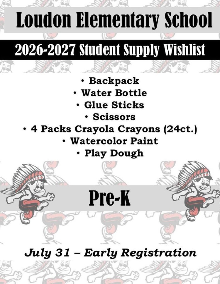 Pre-K supply list