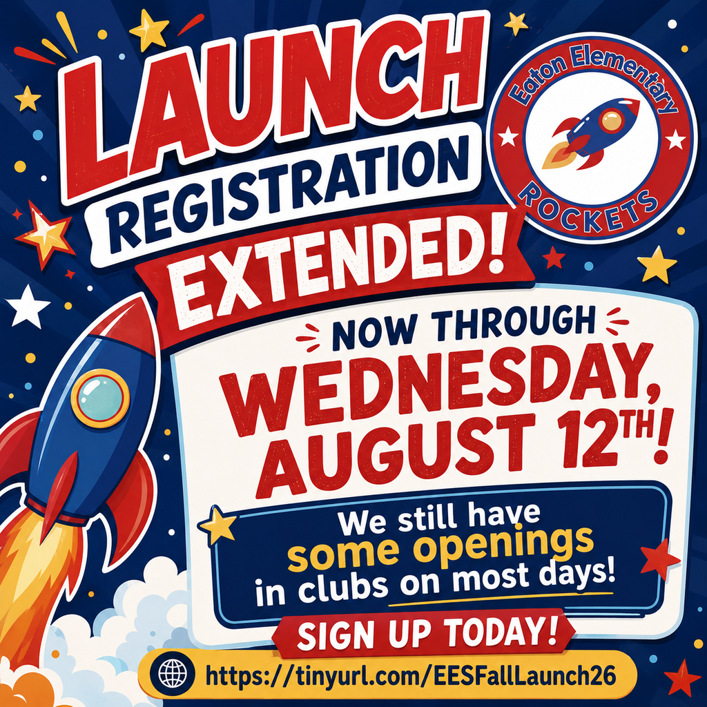 Registration for the Launch extended to August 12. Rocket with stars and clouds in the background.