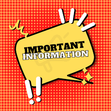 A red and yellow polka dot background features a speech bubble with white exclamation marks and "IMPORTANT INFORMATION" in bold white text.