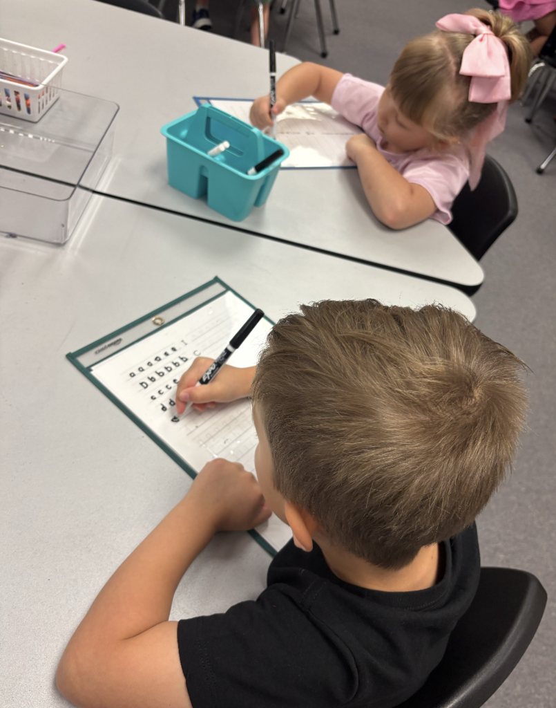 Letter practice in the library