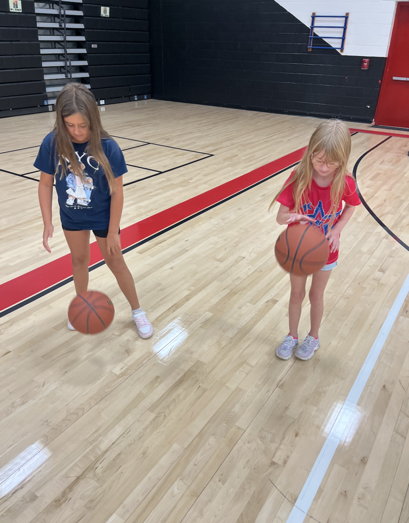 Playing basketball