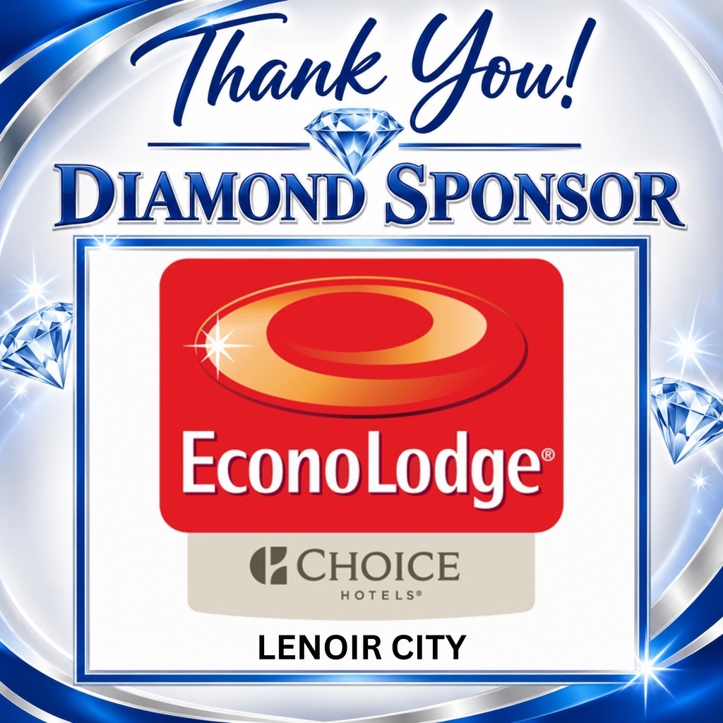 Logo for Diamond Sponsor Econo Lodge Choice Hotels in Lenoir City, featuring a red and white logo with a diamond symbol.