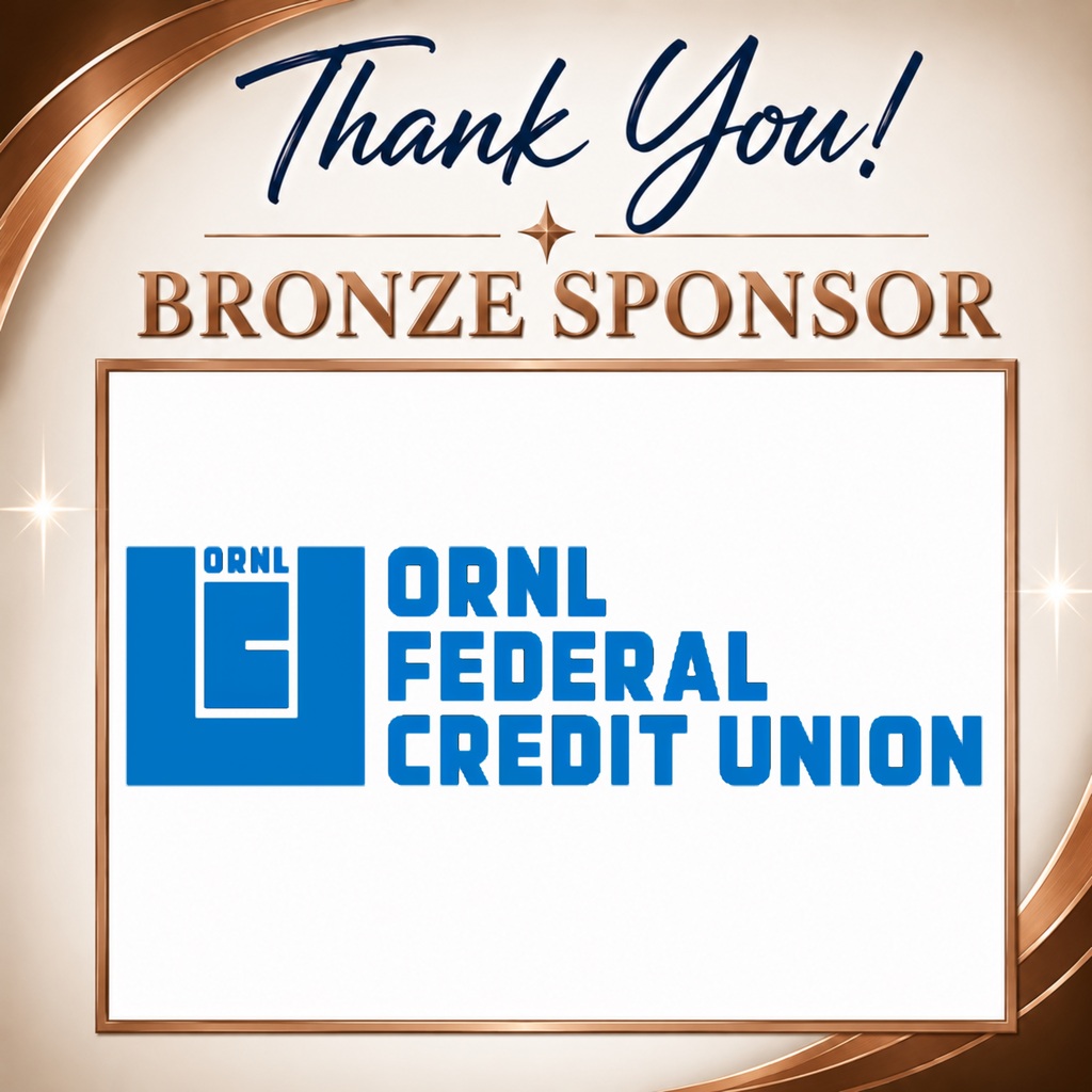 A gold-bordered sign displays the message "Thank You! BRONZE SPONSOR" with a logo for ORNL Federal Credit Union.