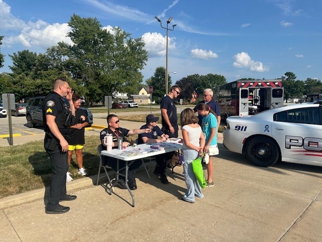 Students and families at back to school event