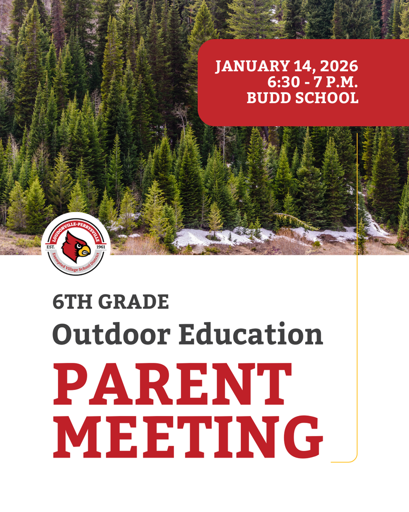 6th grade outdoor education parent meeting scheduled January 14 at 6:30 p.m. 