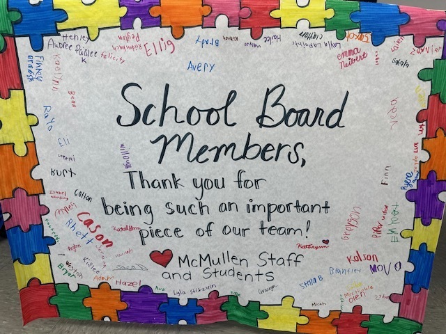 Thank You sign for School Board members