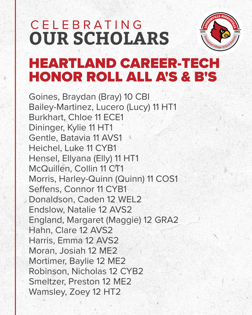 Names of Loudonville-Perrysville Career-Tech Honor Roll students