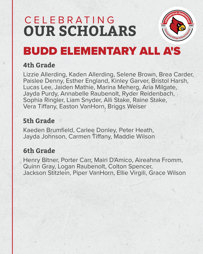 Names of Budd All A students