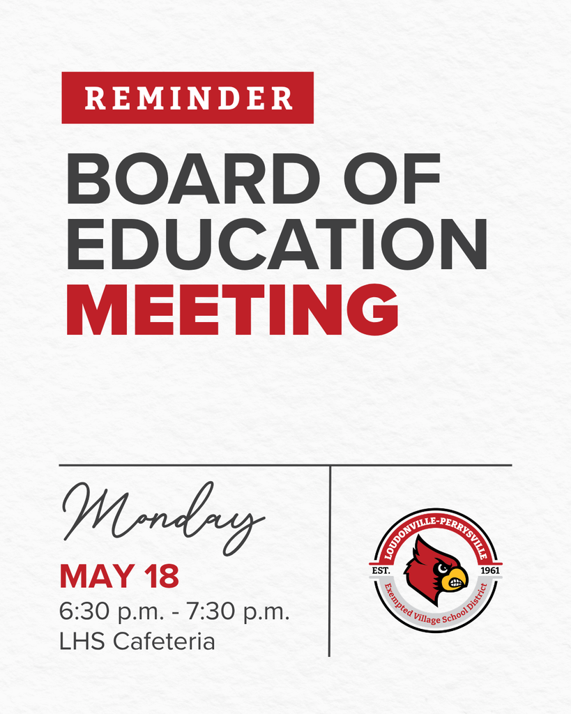 Board of education meeting on Monday, May 18 from 6:30 p.m. to 7:30 p.m.
