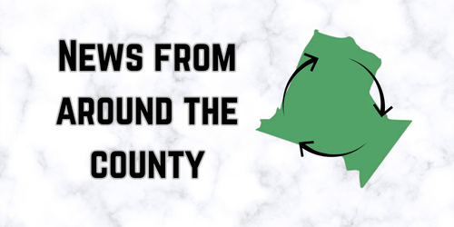 The text news from around the county with an image of Loudoun County circled with arrows