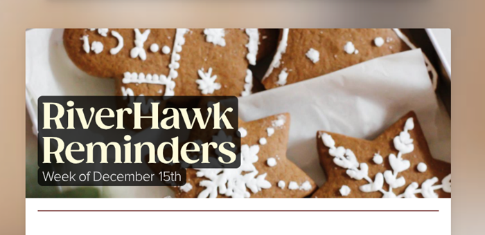 RiverHawk Reminders Newsletter