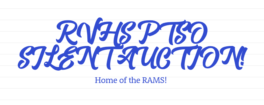 Text reads: RVHS PTSO silent auction! Home of the Rams!