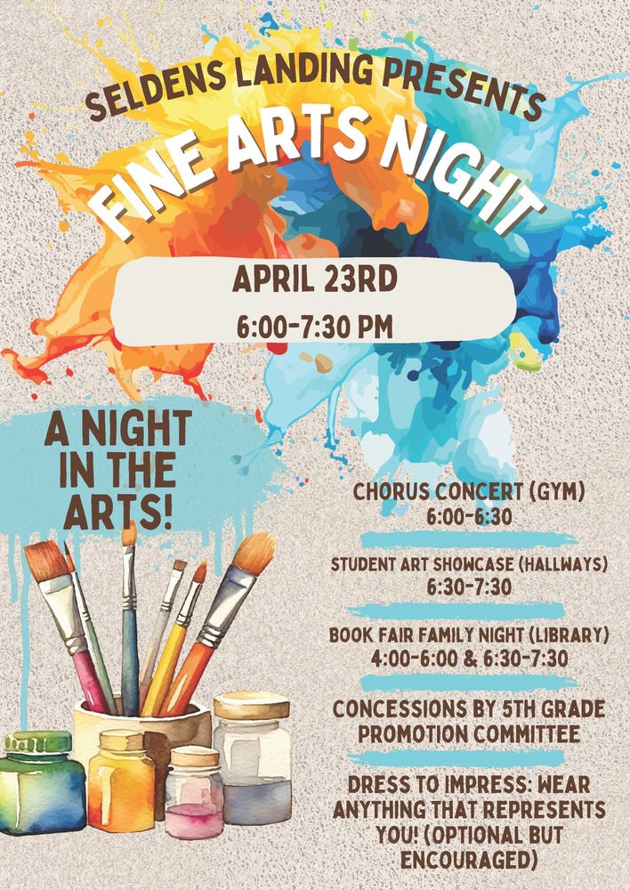Seldens Landing Presents Fine Arts Night April 23rd 6:00-7:00 PM