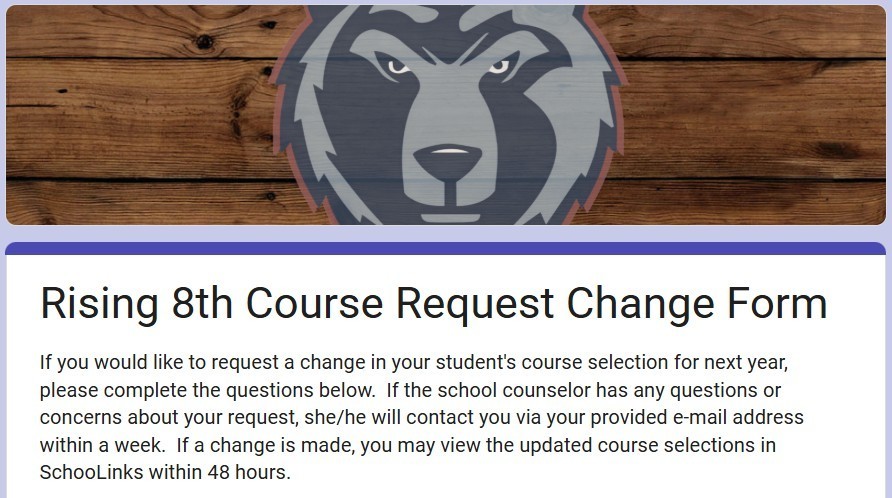 Rising 8th Course Change Form 2026-27