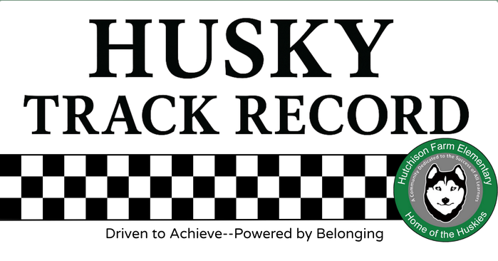 black and white checkered banner with the words Husky Track Record and Driven to Achieve -- Powered by Belonging