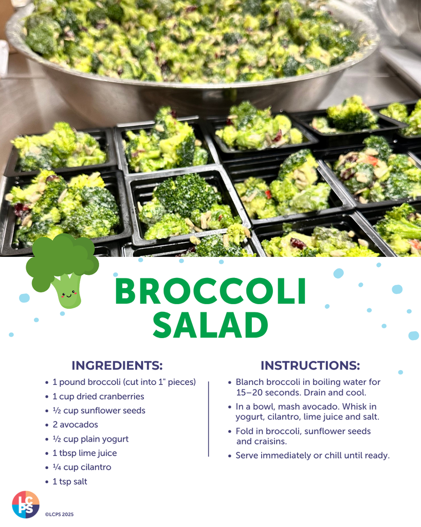 Fresh broccoli salad portions featuring avocado, dried cranberries, and sunflower seeds neatly arranged in small black trays on a kitchen counter.