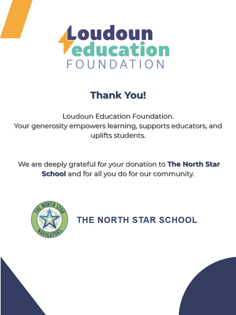 Thank You  flyer for Loudoun Education Foundation and their generosity and helping to empower learning, supporting educators, and uplifting students.