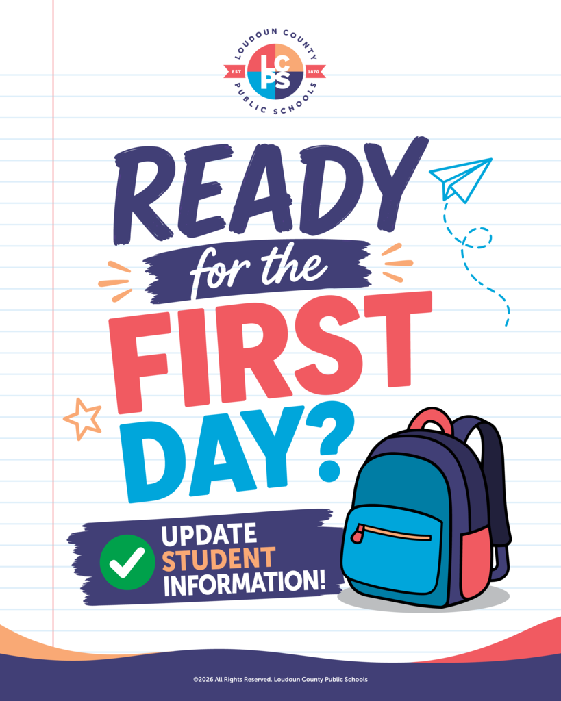 A poster with the words "READY for the FIRST DAY?" and a backpack. A paper airplane is floating above.
