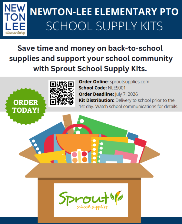 Order online: sproutsupplies.com. School code: NLES001