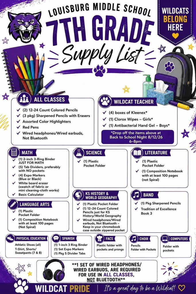 7th Grade Supply List