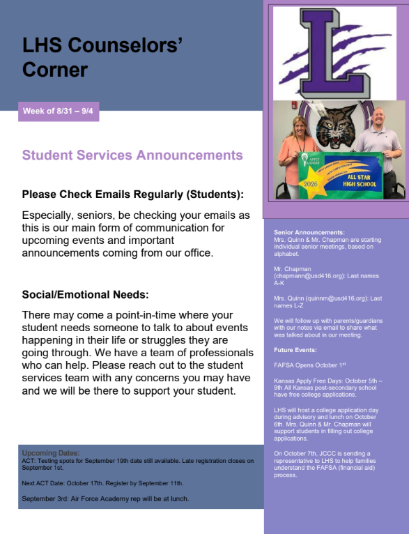 Counselor's Corner