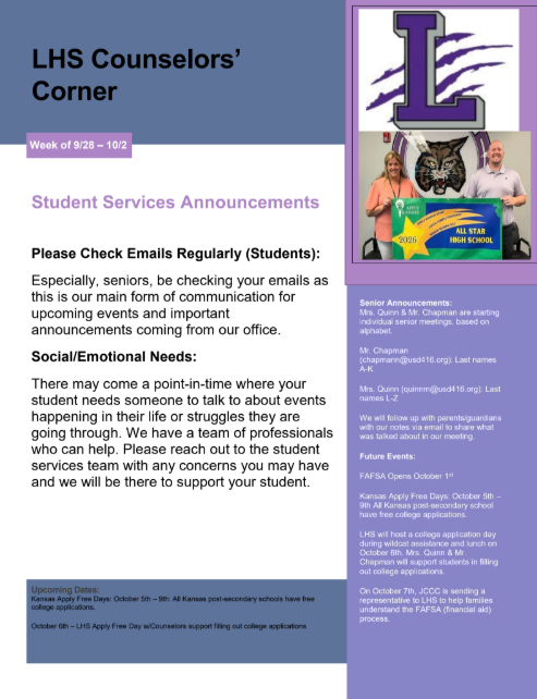 Counselor's Corner