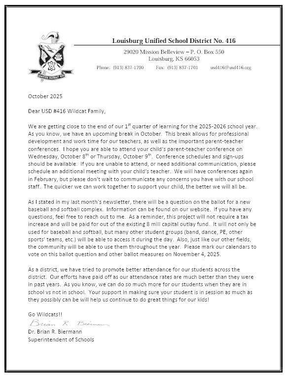 Superintendent Letter