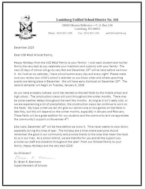 Superintendent Letter
