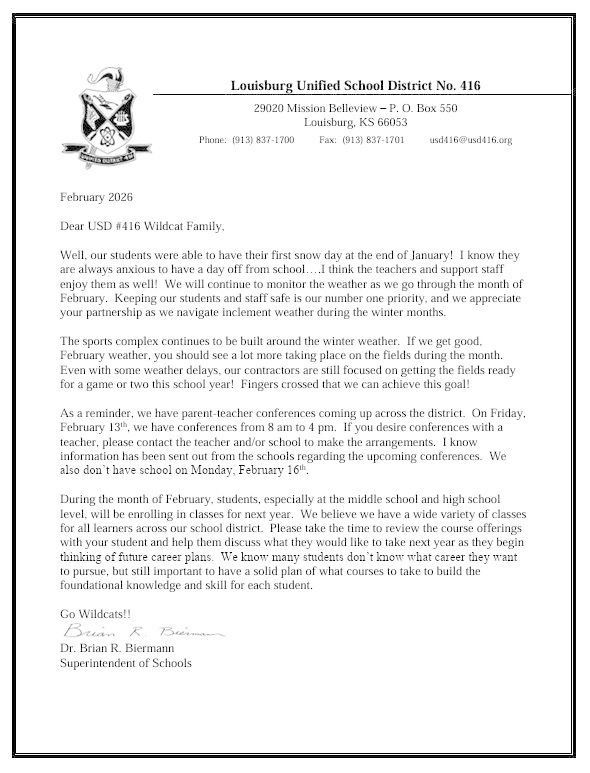 Superintendent Letter