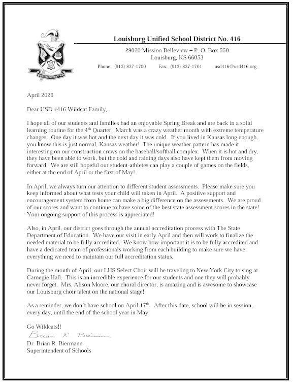 Superintendent Letter