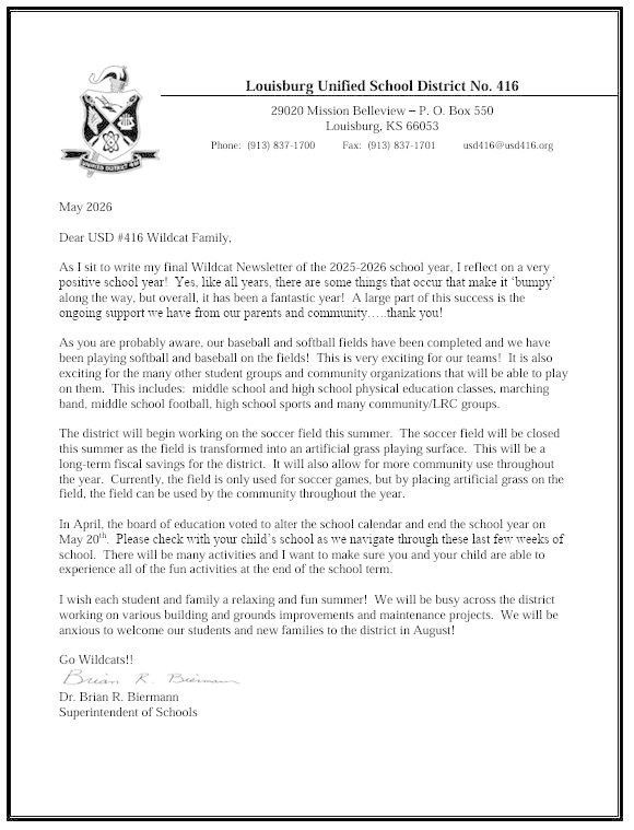 Superintendent Letter