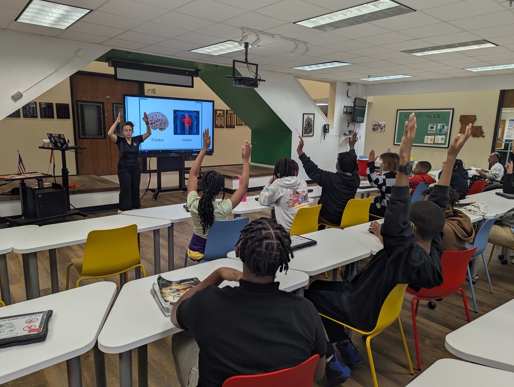 Presenter and students raising either one or both hands