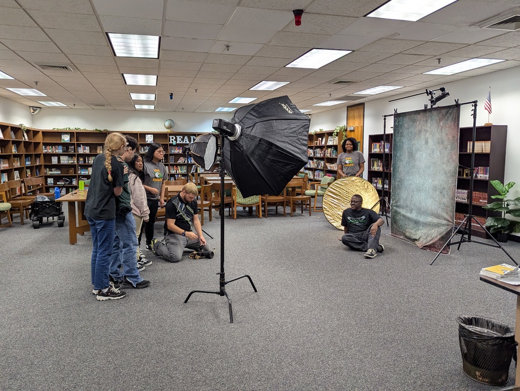 Photoshoot set up with student posing
