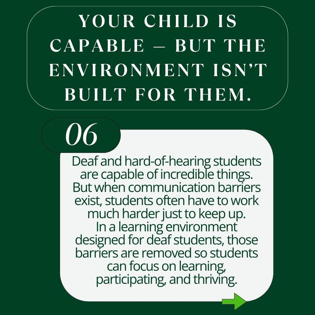 7 Image with text emphasizing overcoming communication barriers for deaf and hard-of-hearing students