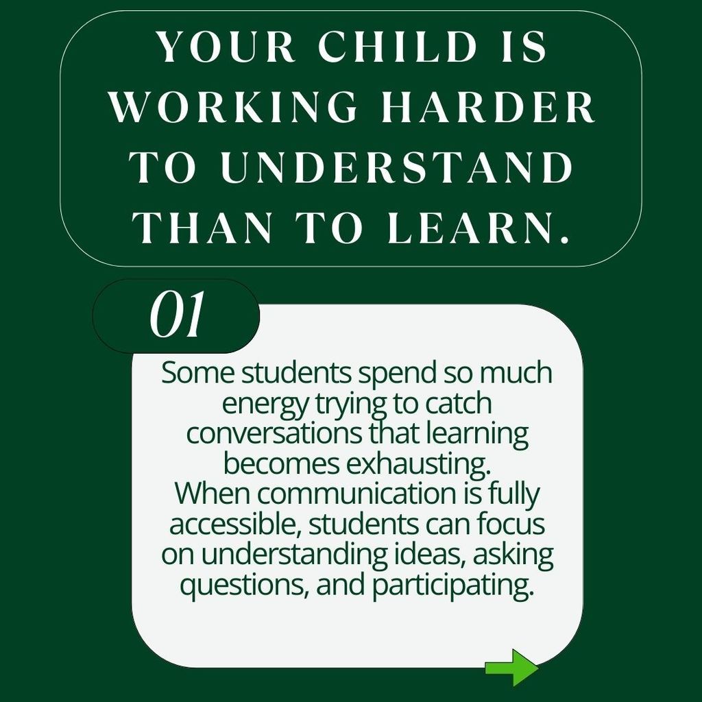 2 Text graphic stating Your child is working harder to understand than to learn with an explanation about the importance of accessible communication for students learning and participation