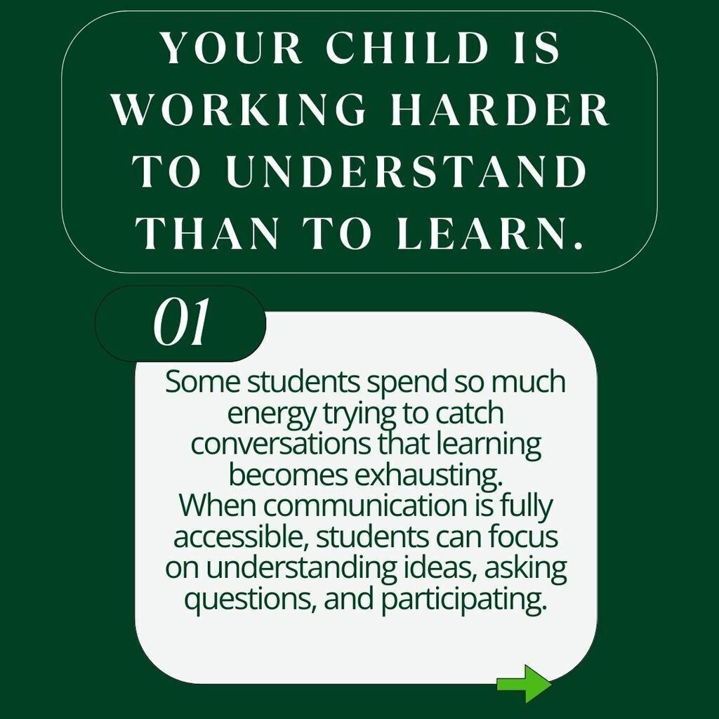 2 Text graphic stating Your child is working harder to understand than to learn with an explanation about the importance of accessible communication for students learning and participation