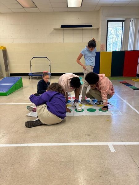 Students playing tactile twister