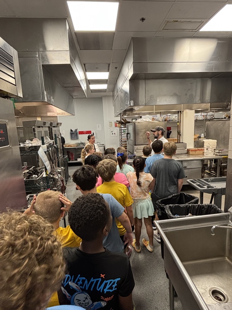 Camp kids visiting industrial kitchen
