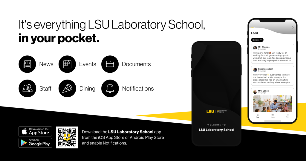 LSU Laboratory school app graphic