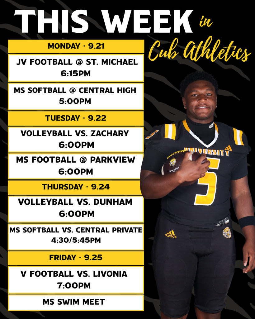 Cub Athletics Weekly Schedule