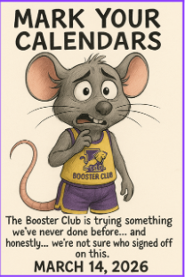Advertisement for upcoming Booster Club event.