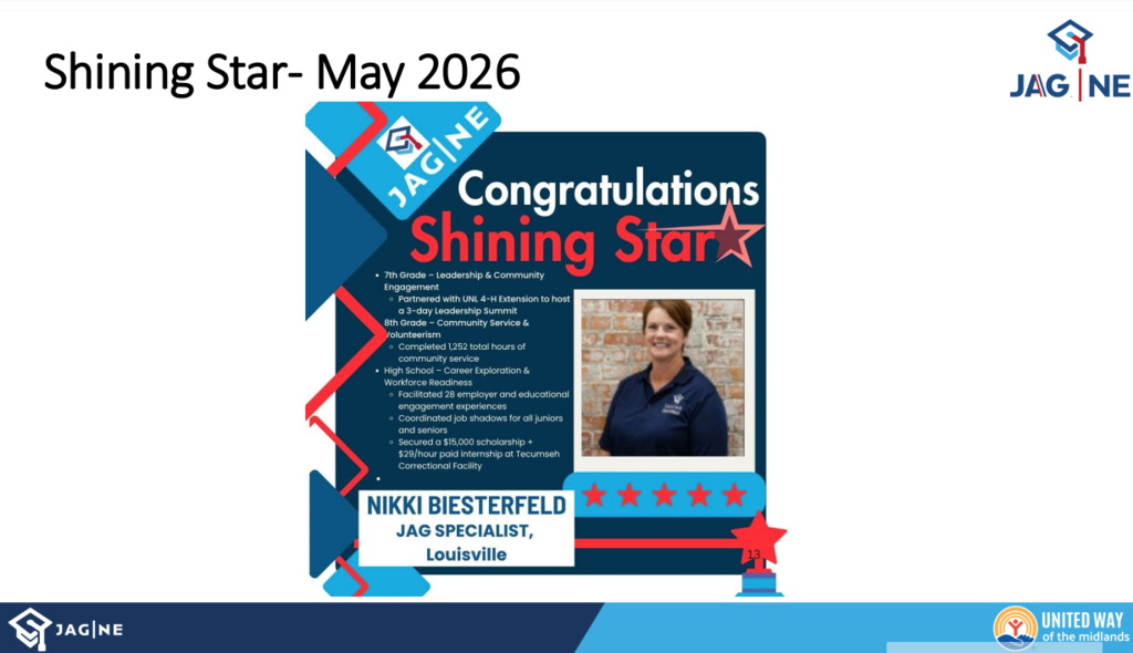 Nikki Biesterfeld wins shinging star award for JAG.
